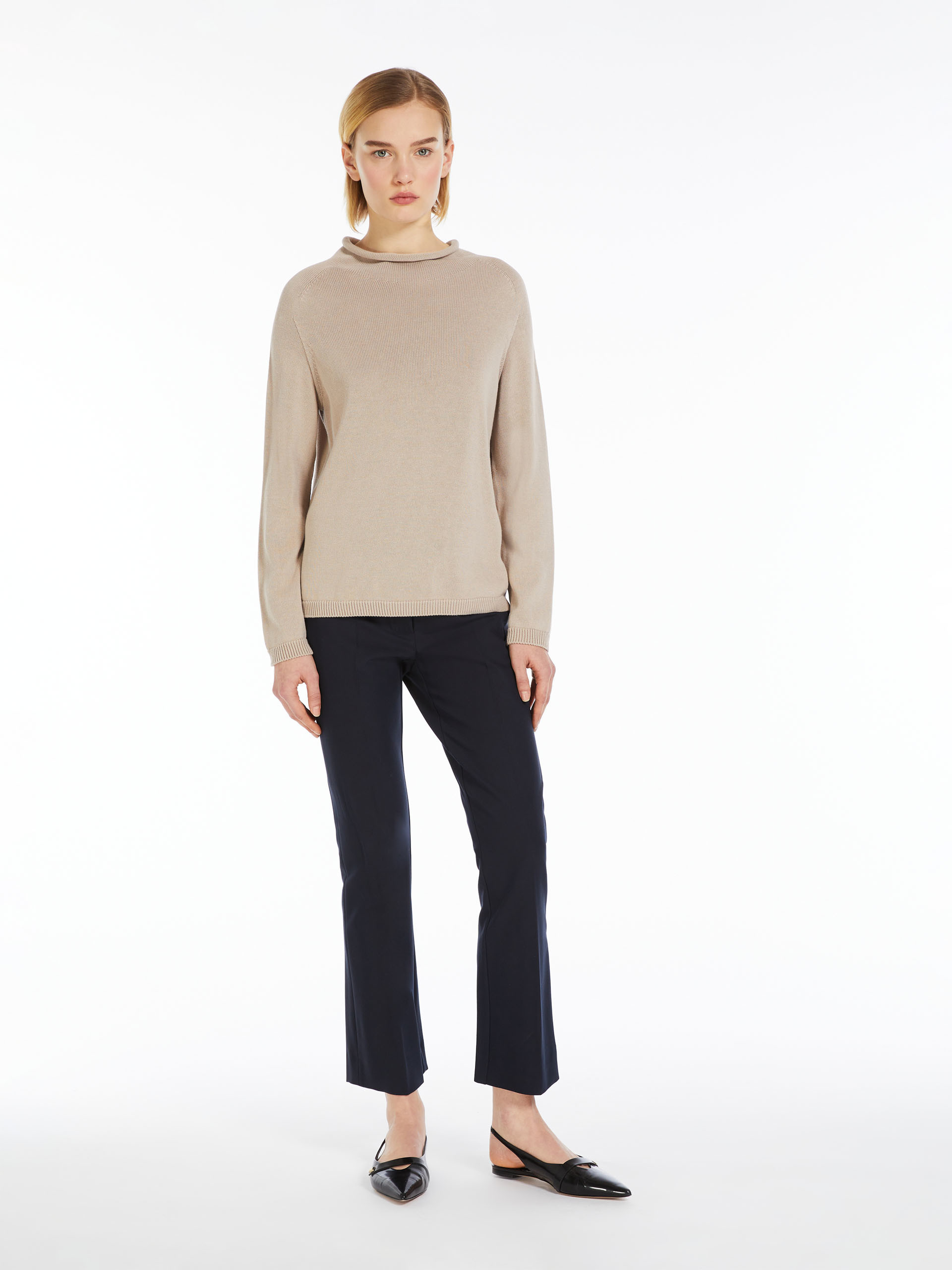 Max Mara High Round Neck Sweater In Nude
