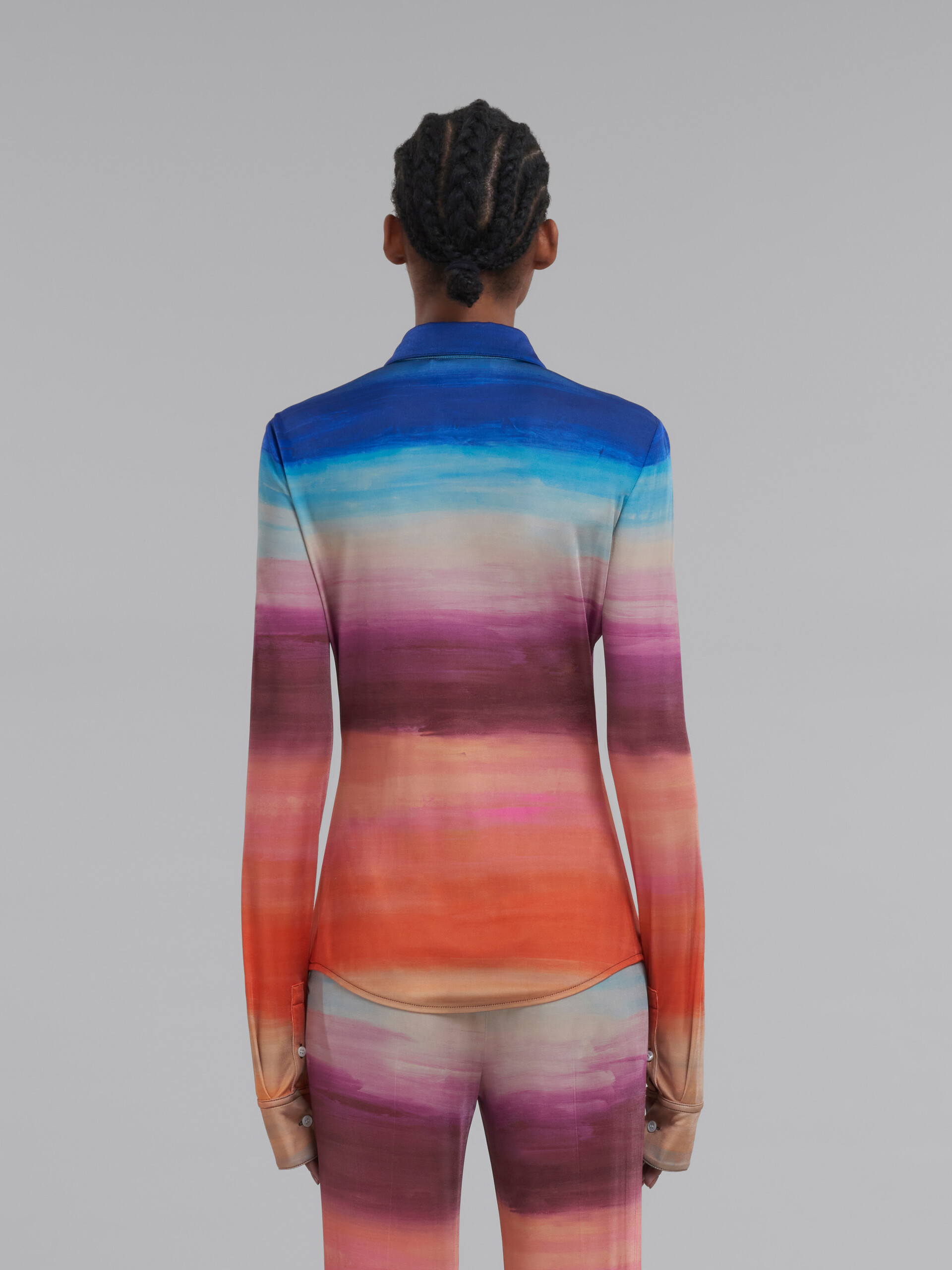 Marni Multicoloured Viscose Jersey Shirt With Dark Side Of The Moon Print In Pink