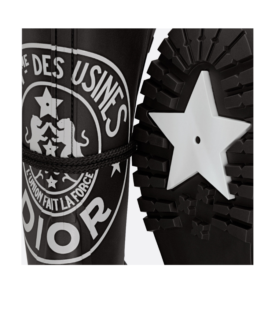 Dior Black Logo-printed Laced Short Boots In Black