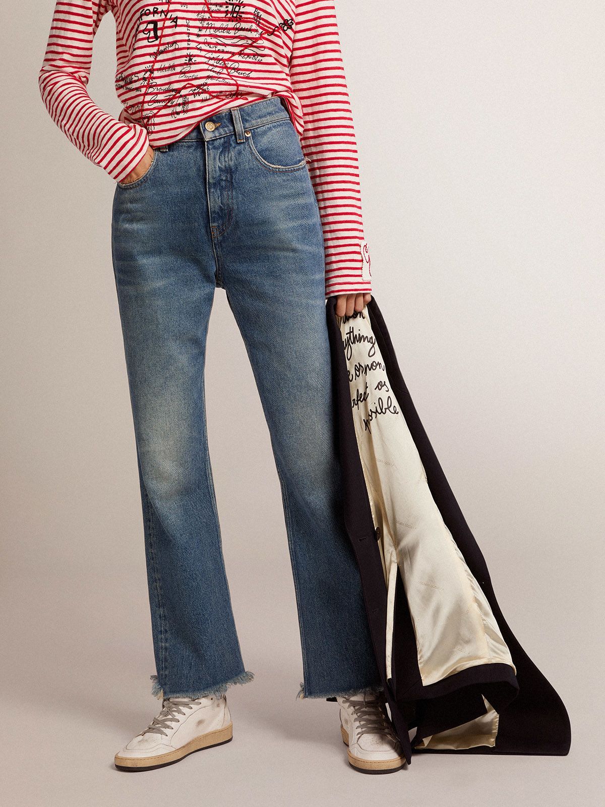 Golden Goose Classic Straight-leg Denim Pants With Vintage Finish In Blue