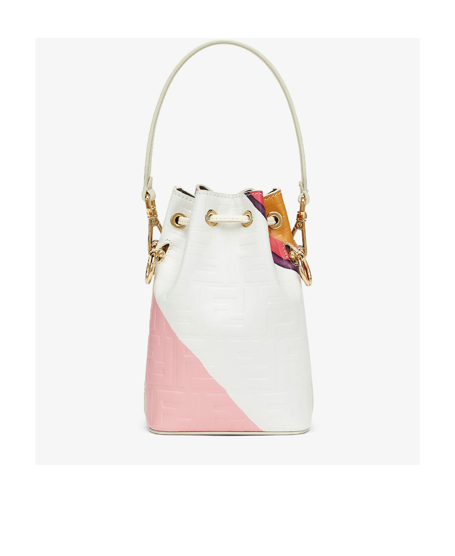 Shop Fendi Leather Bag With Multicolour Print In Multicolor