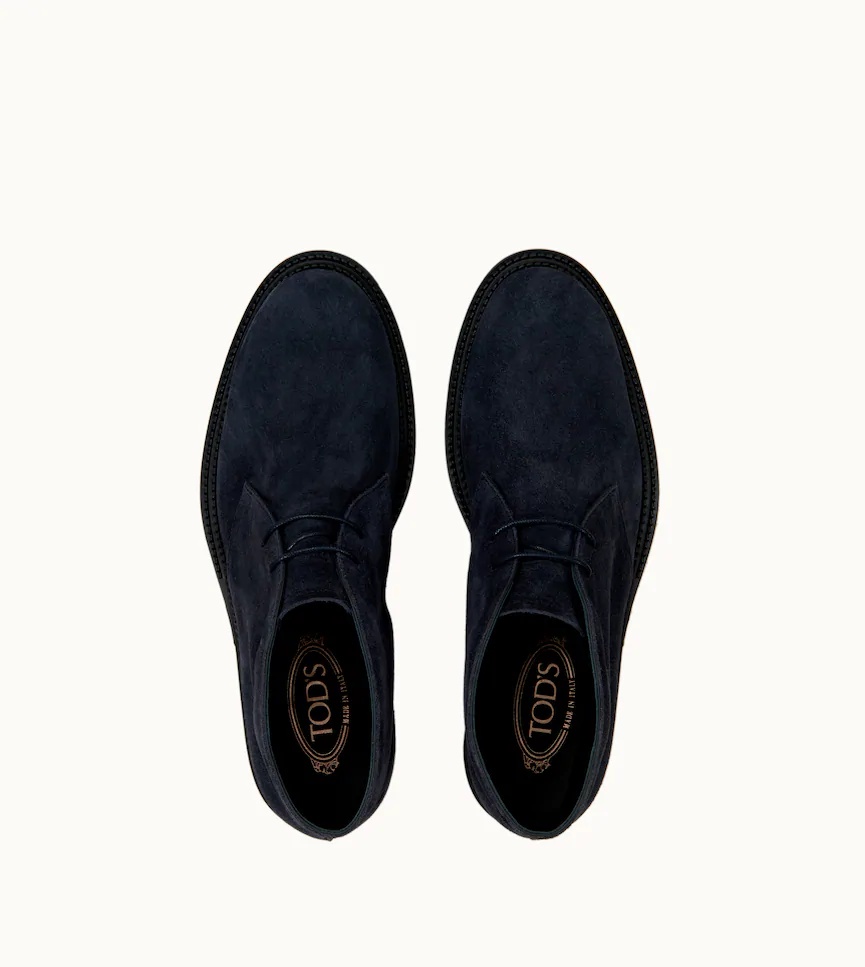 Tod's Short Ankle Suede Desert Boots In Black