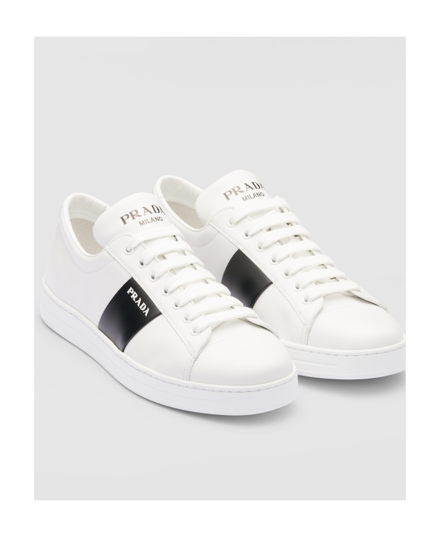 Prada White Leather Sneakers In White