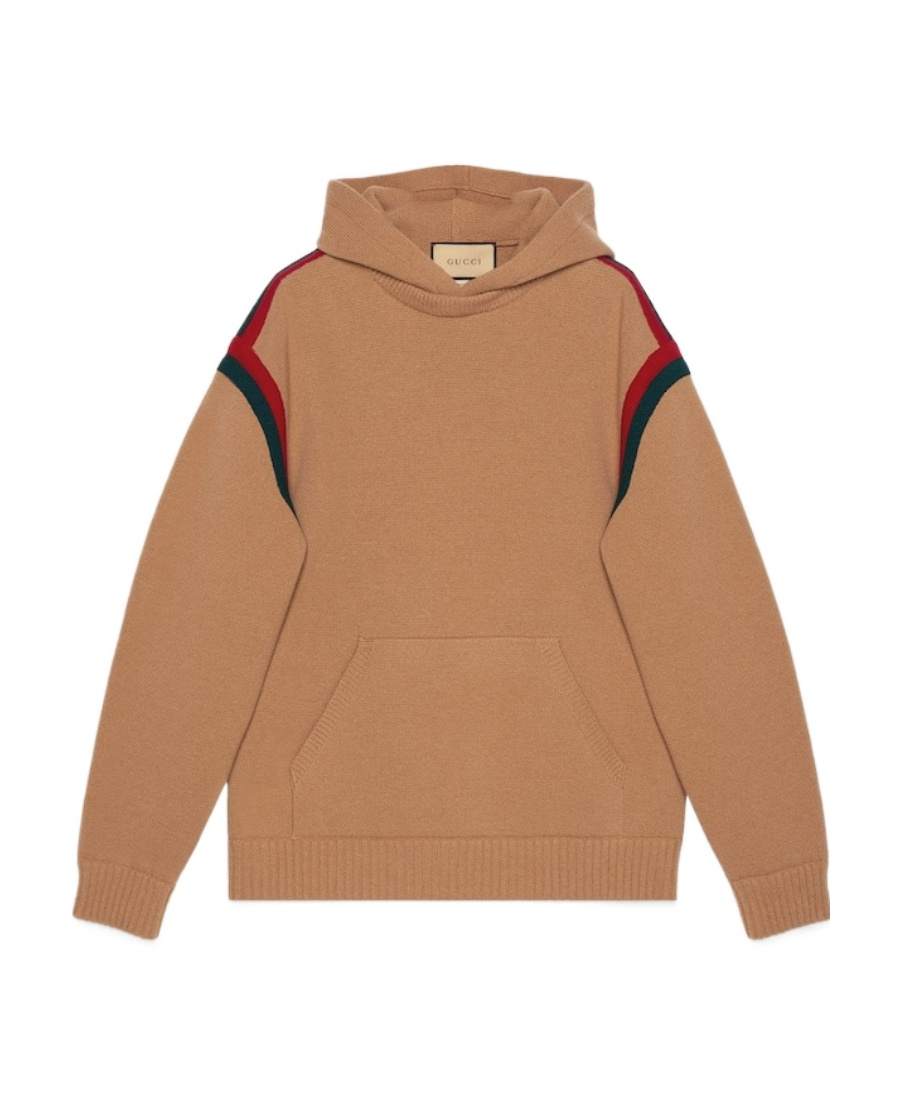 Gucci Wool Sweater With Hood In Brown