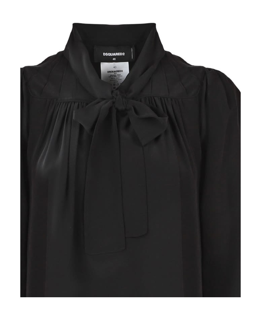 Dsquared2 Pussy-bow Silk Mini Dress In Black