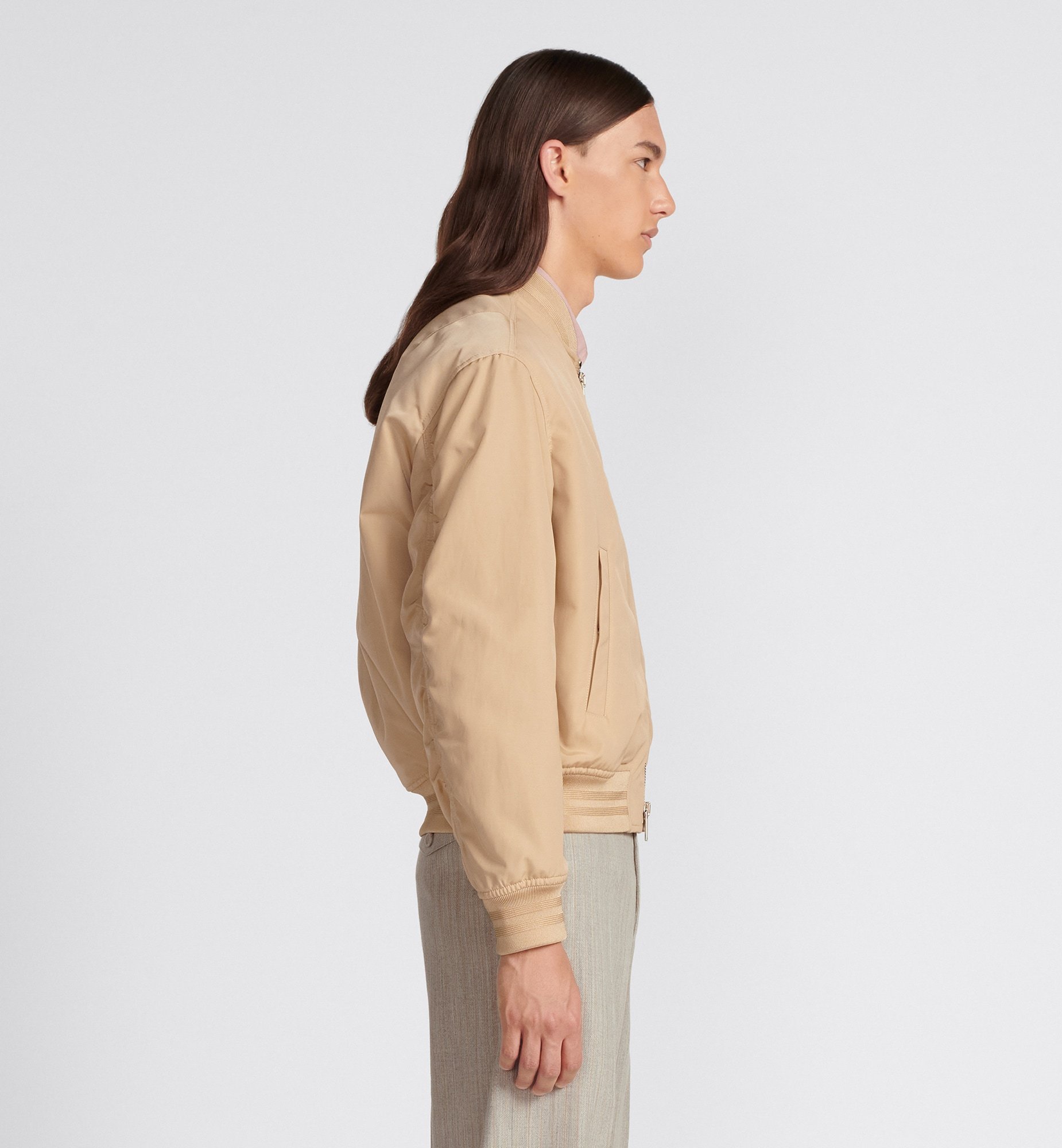 Shop Dior Homme Zip-up Long-sleeved Jacket In Nude