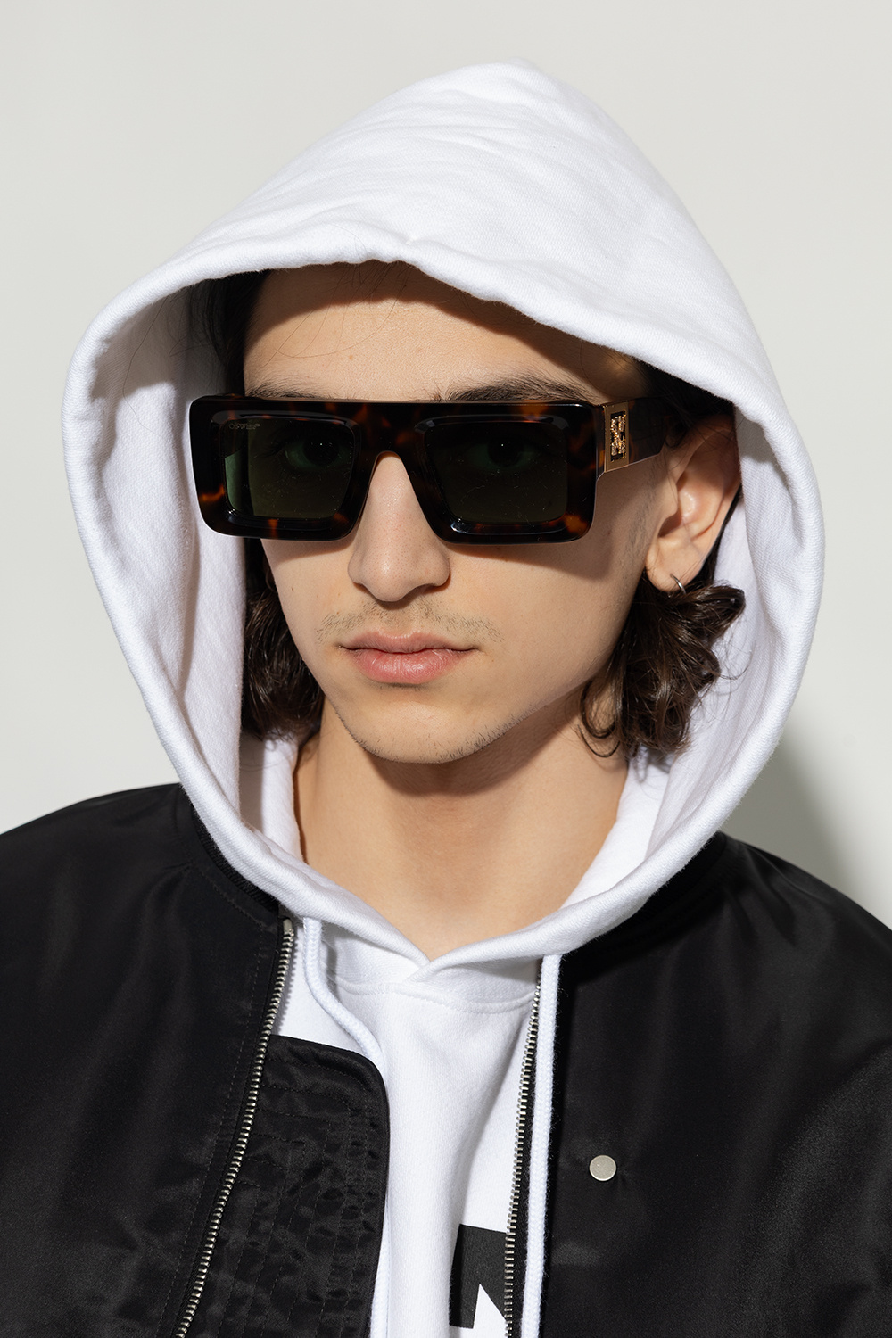 Off-white Leonardo Rectangle-frame Sunglasses In Green