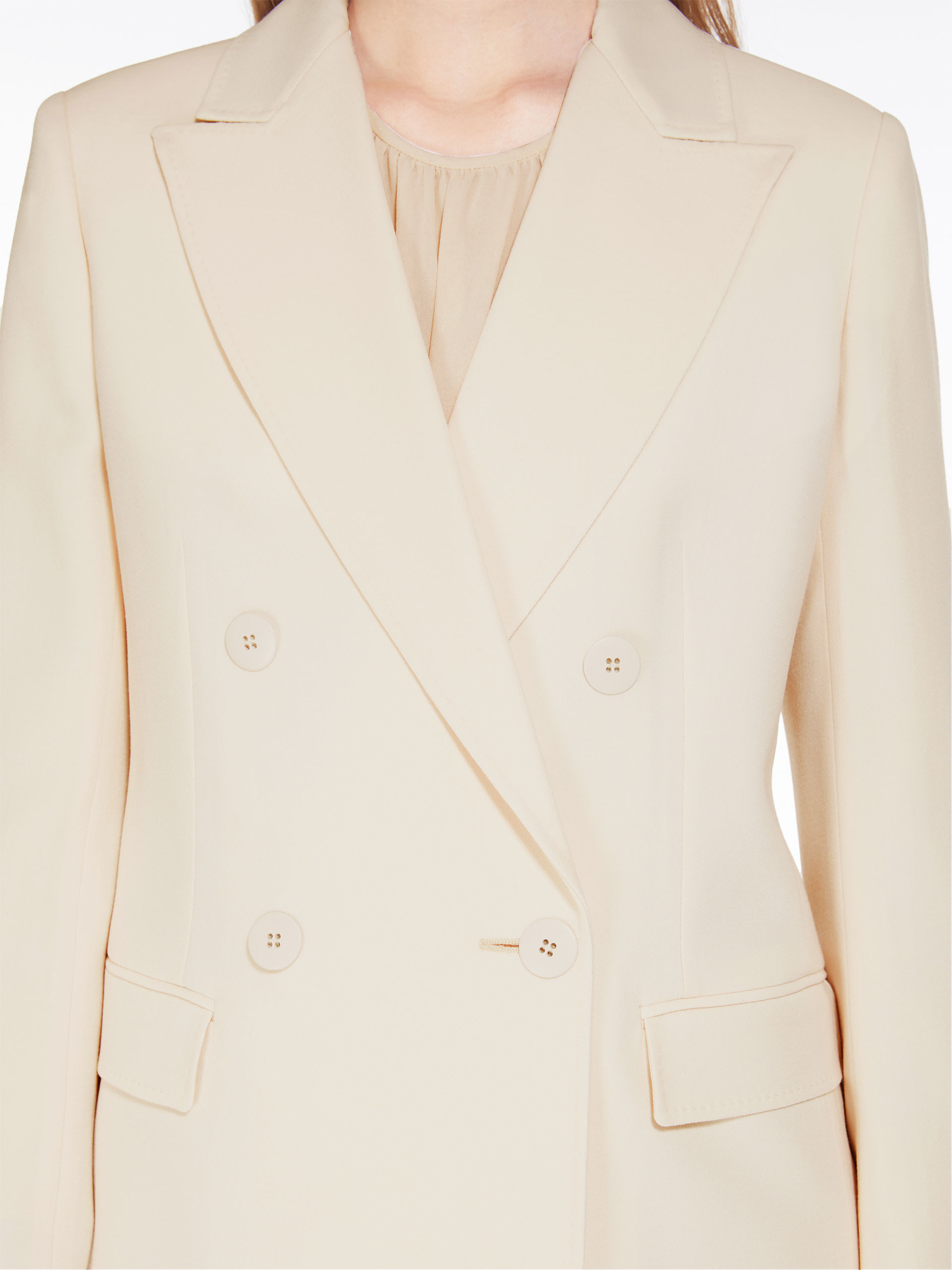 Max Mara Wool Double-breasted Suit Jacket In White