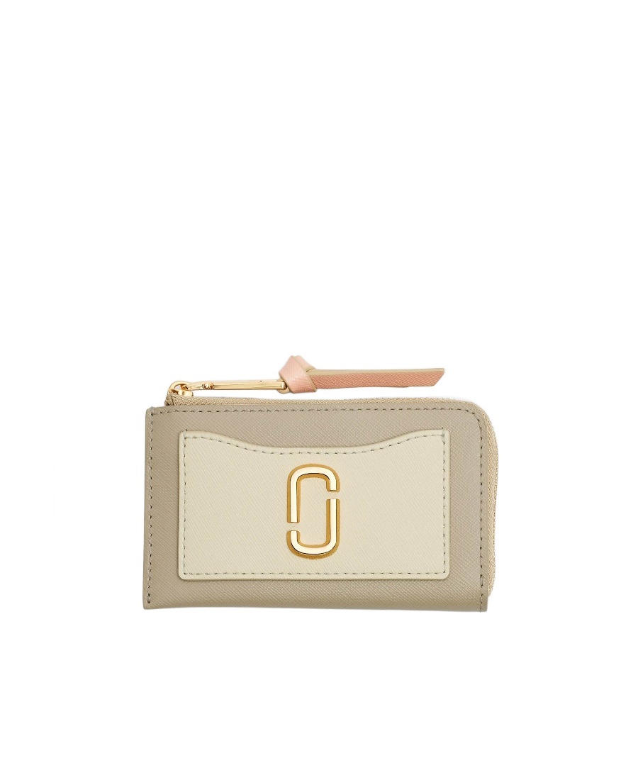 Marc Jacobs Zip Wallet With Card Slots And Logo In Nude