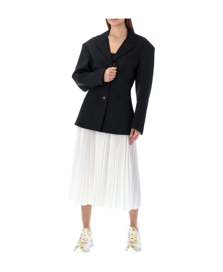 Shop Dior Christian  Pleated High Waist Midi Skirt In White