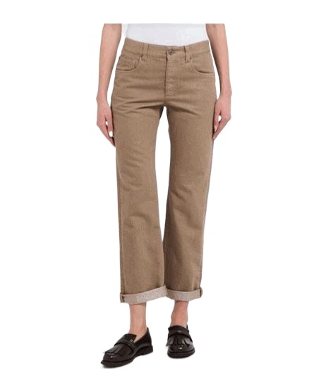 Brunello Cucinelli Belt Loop Jeans In Brown