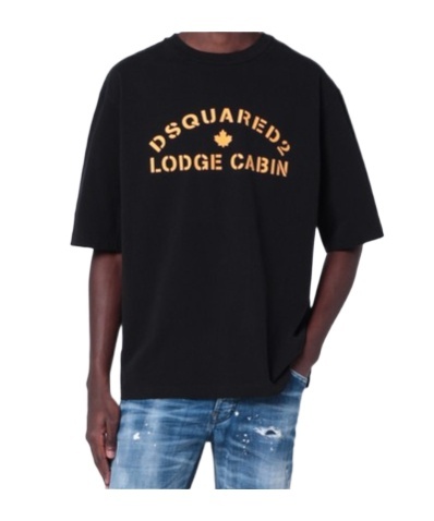 Dsquared2 Logo Graphic Crew Neck Relaxed Fit T-shirt In Black