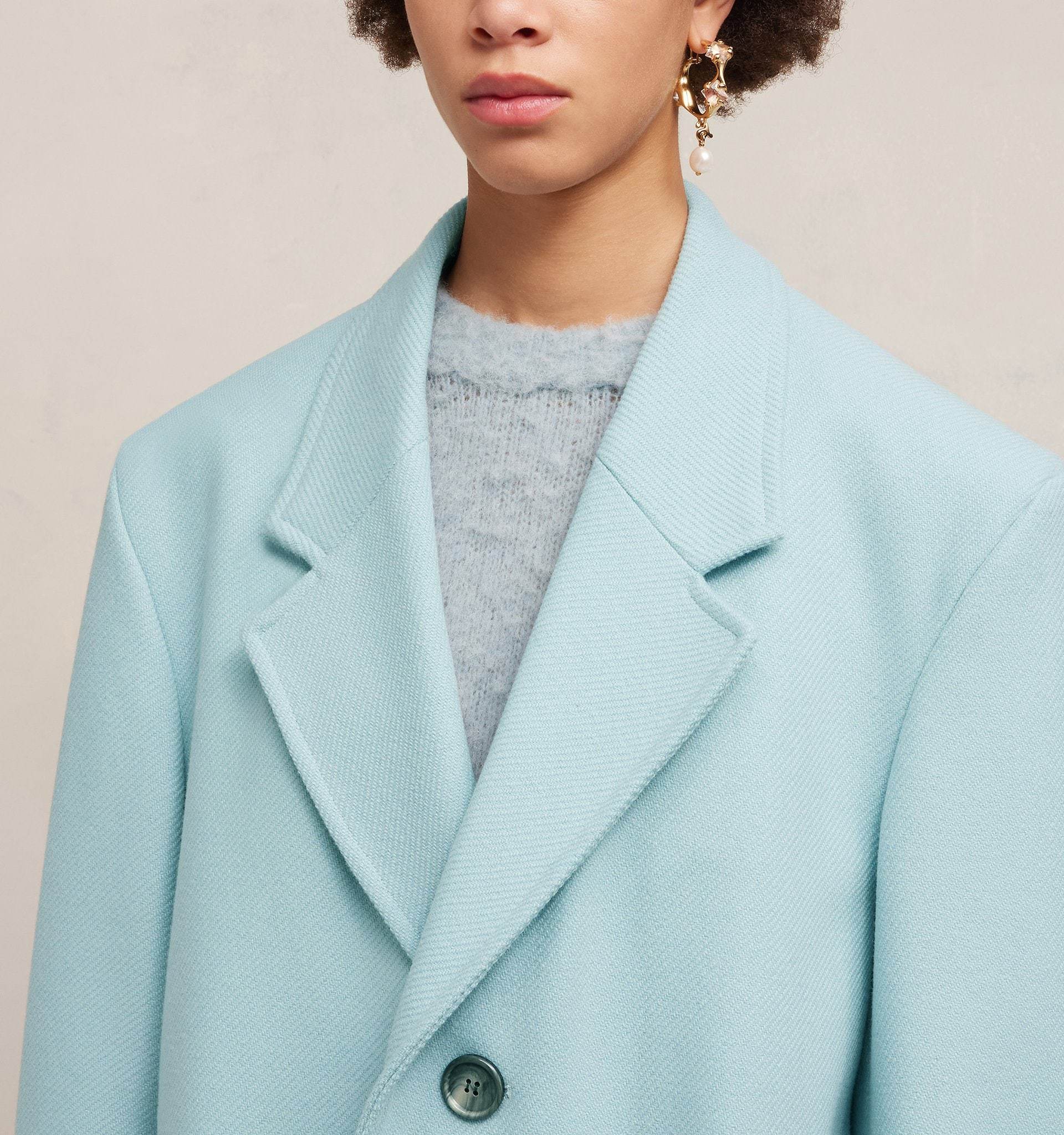 Ami Alexandre Mattiussi Ami Paris Single-breasted Long-sleeved Ribbed Coat In Blue