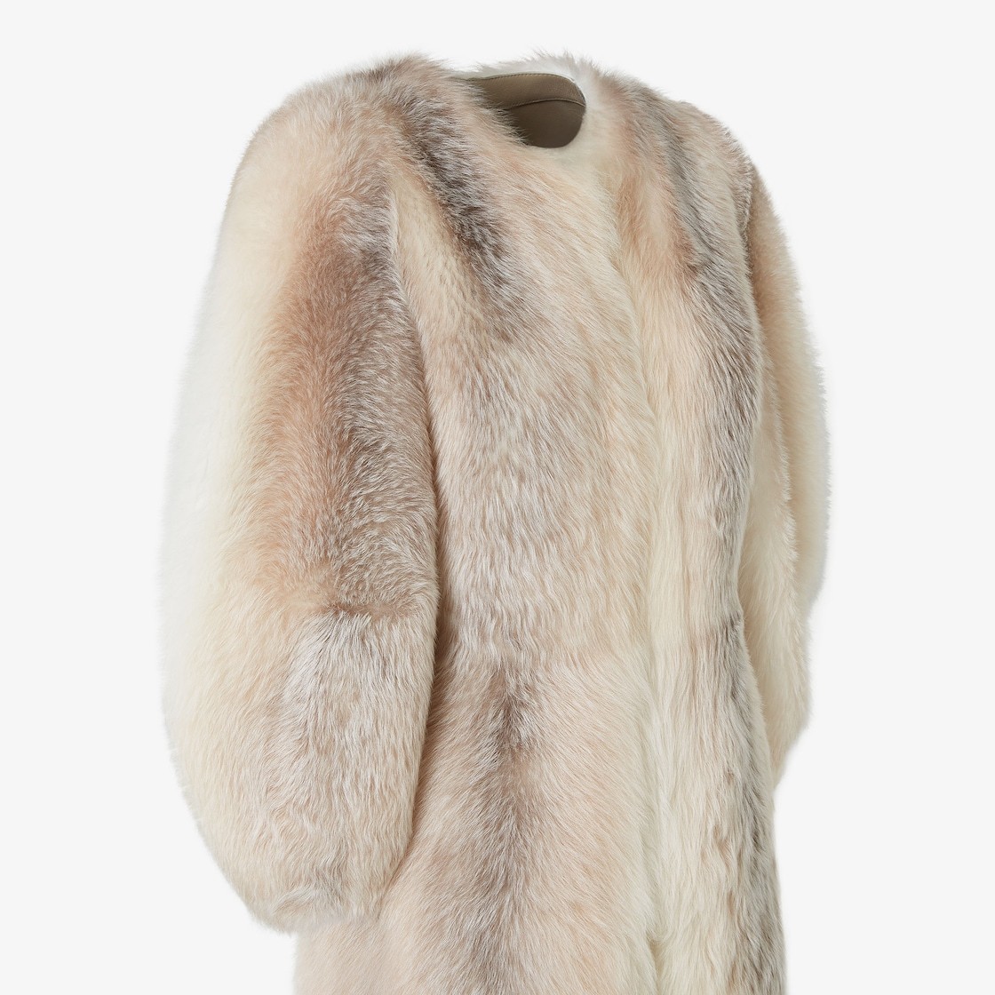 Fendi White Dorsato Shearling Coat In Gray