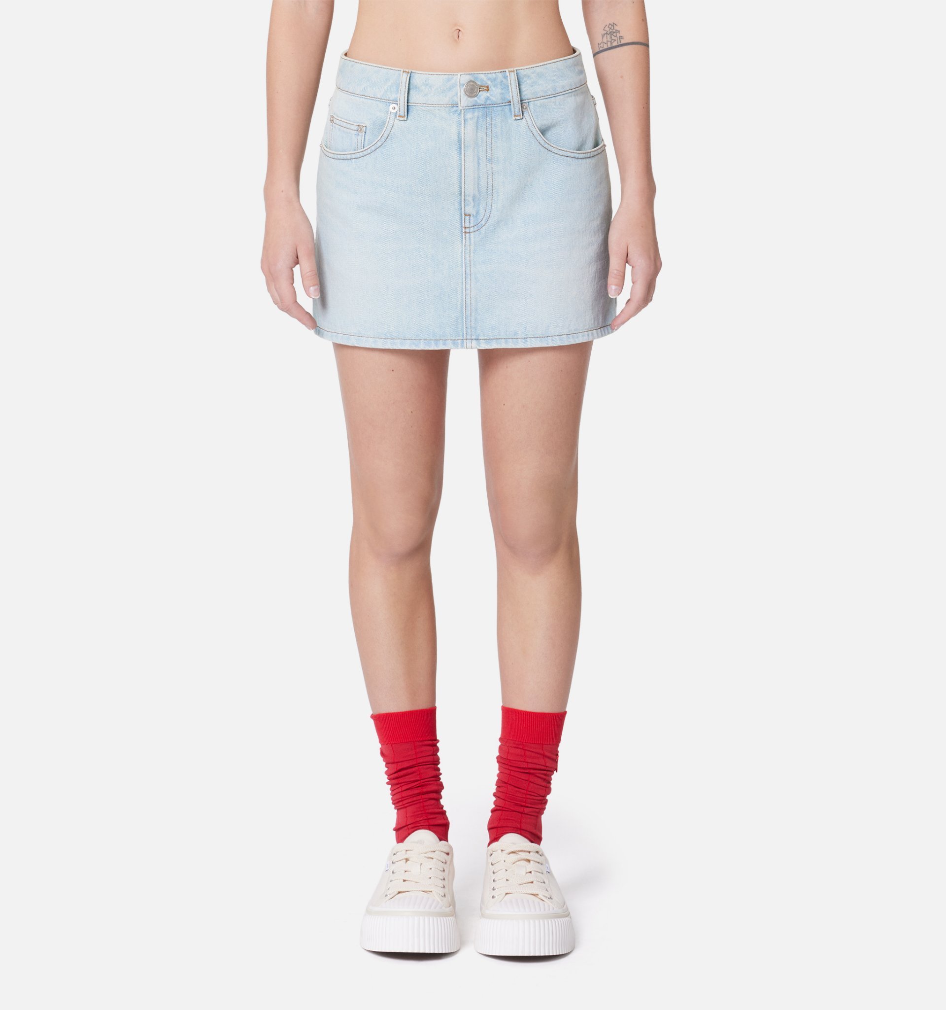 Ami Alexandre Mattiussi Denim Mini Skirt In Green
