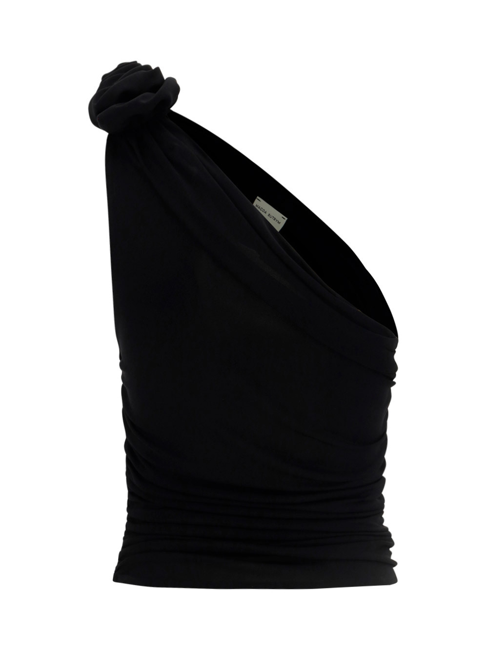 Magda Butrym Jersey One Shoulder Flower Top In Black