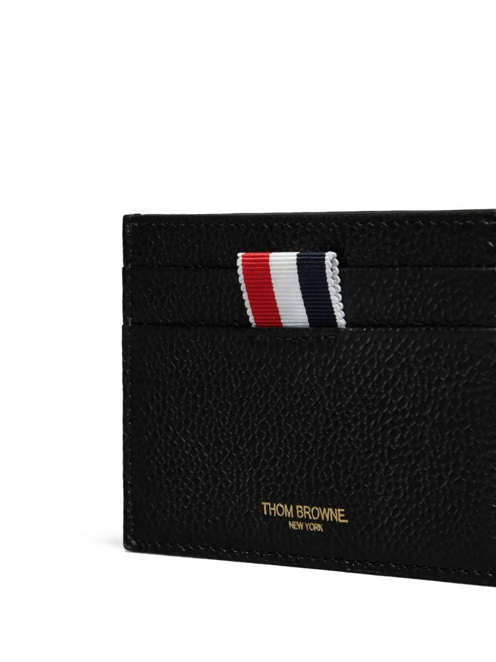 Thom Browne Embroidered Stripe Textured Card Holder In Black