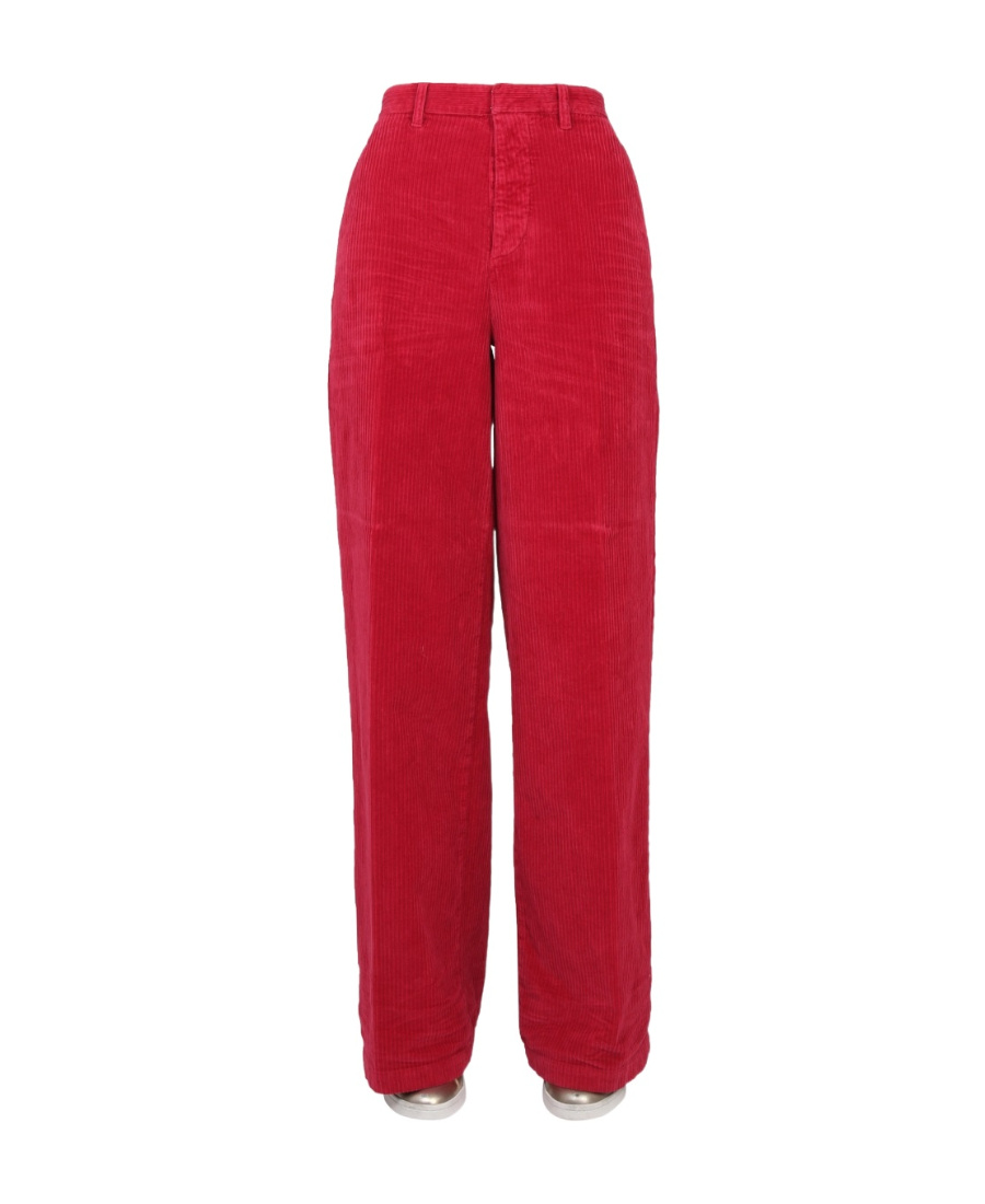 Dsquared2 Wide Leg Corduroy Trousers With High Waist In Red