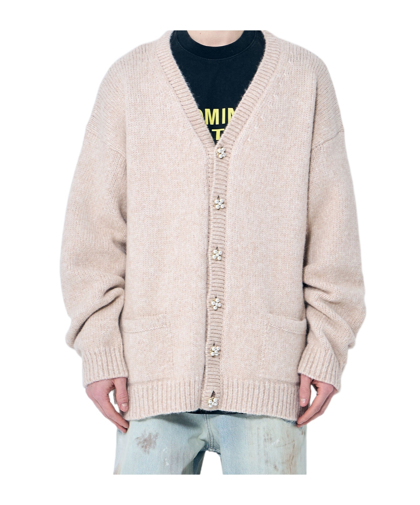Vetements Classic Pearl Button Cardigan In Nude