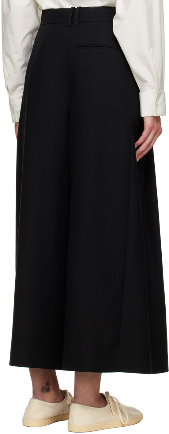 The Row Wide-leg Wool Casual Pants In Black