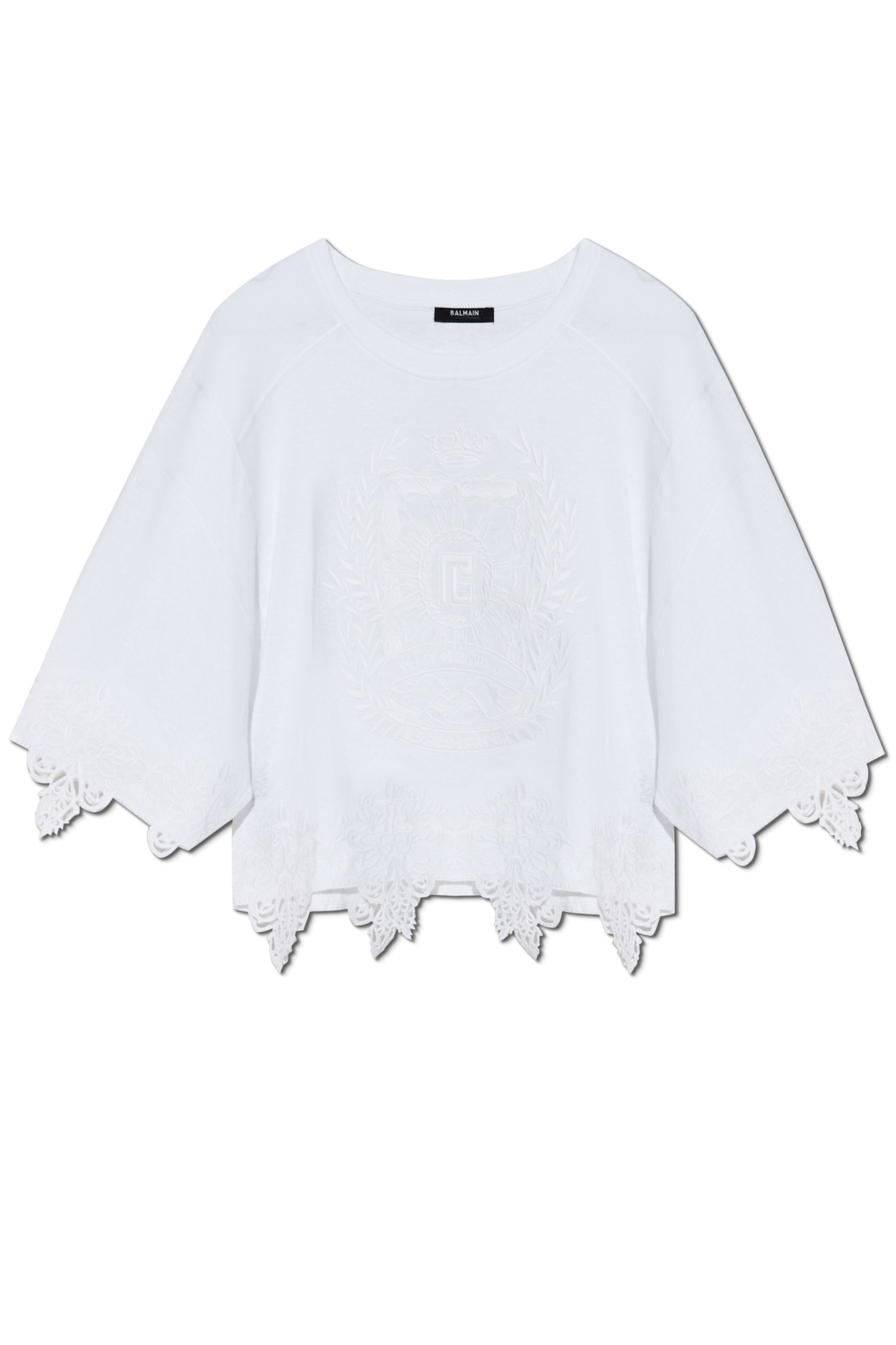 Balmain Logo Emroidered Oversize Top In Silver