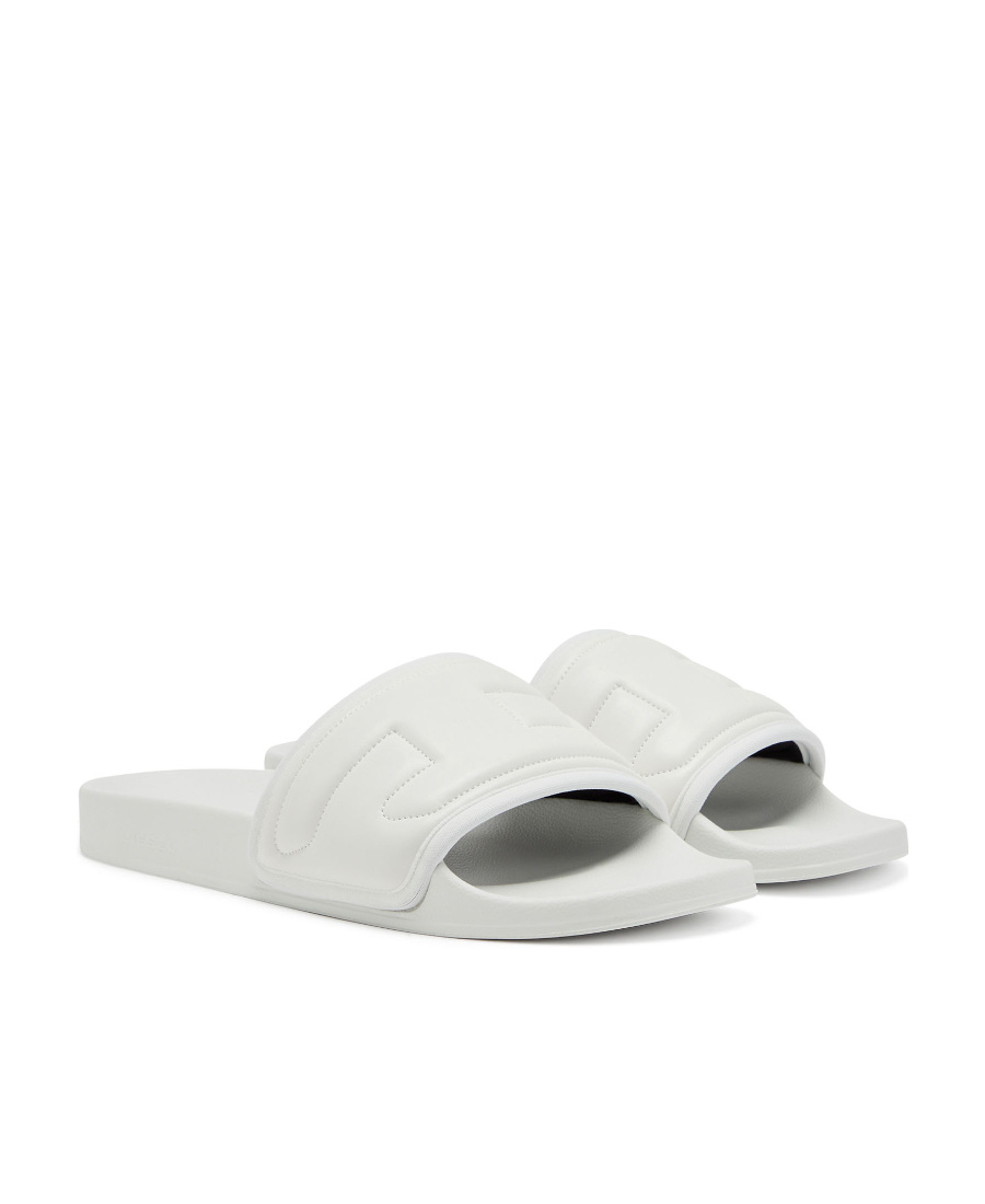 Diesel Logo-embossed Slides In White