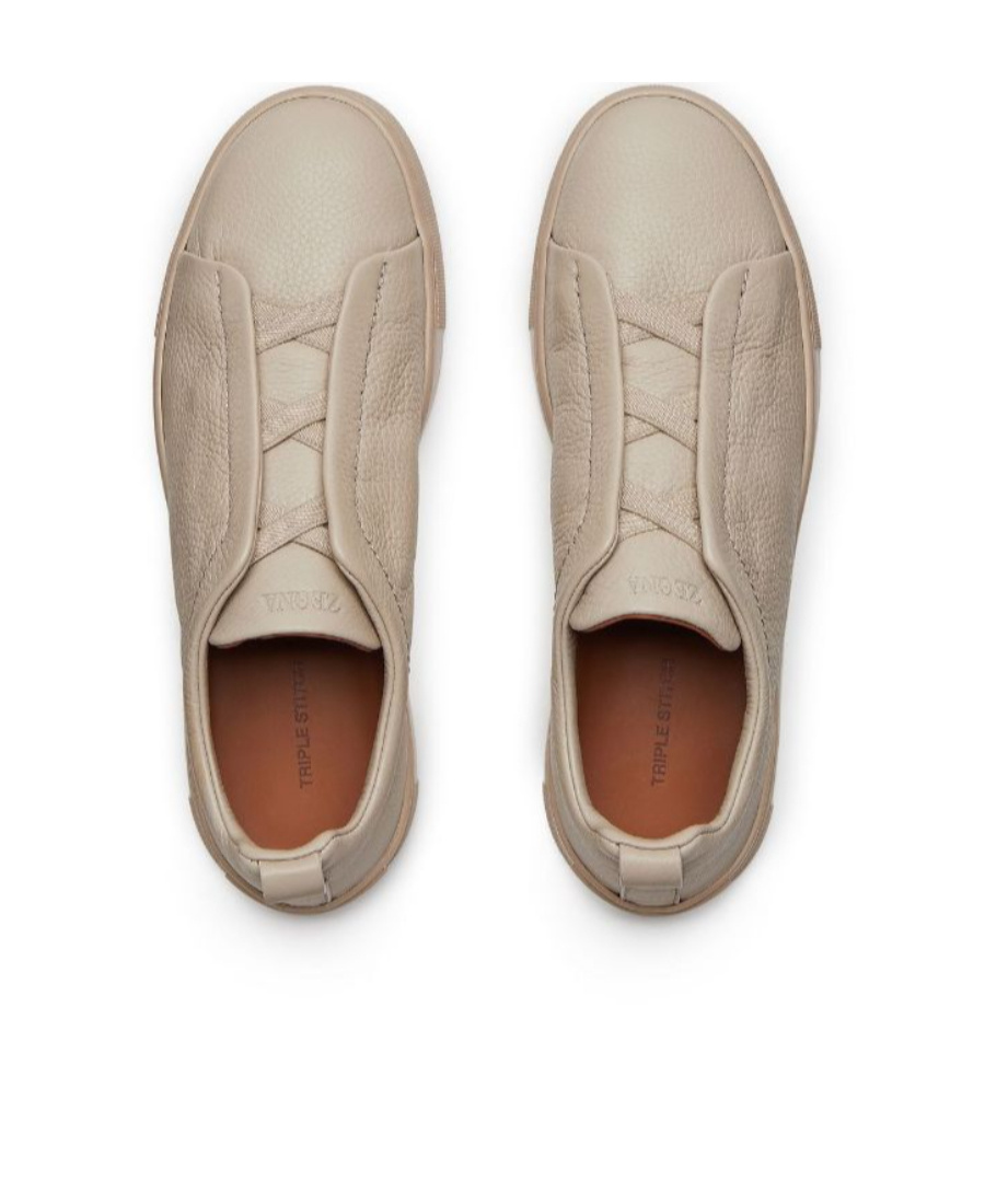 Zegna Z  Triple Stitch Trainers In Nude