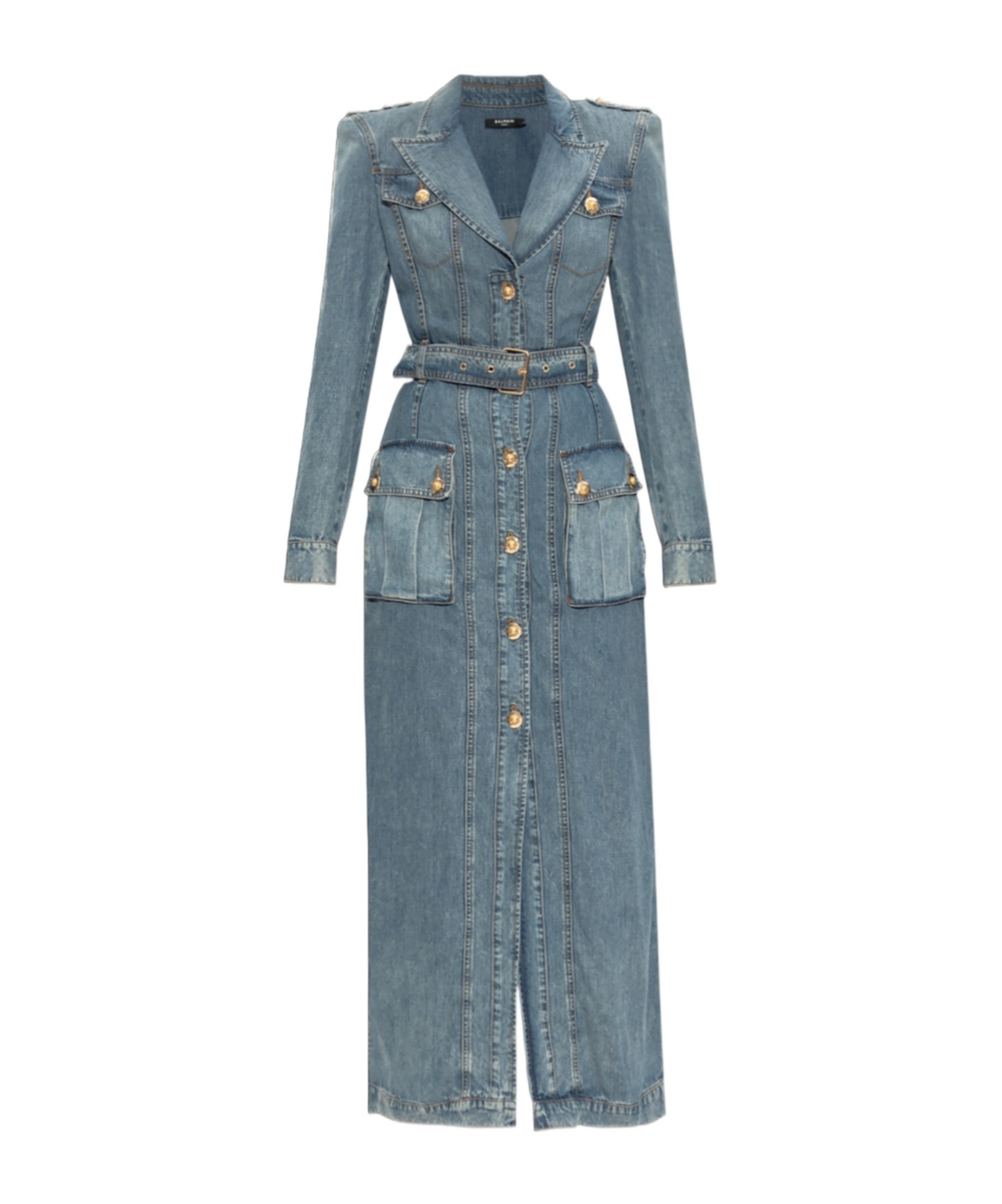 Balmain Long Sleeve Denim Dress