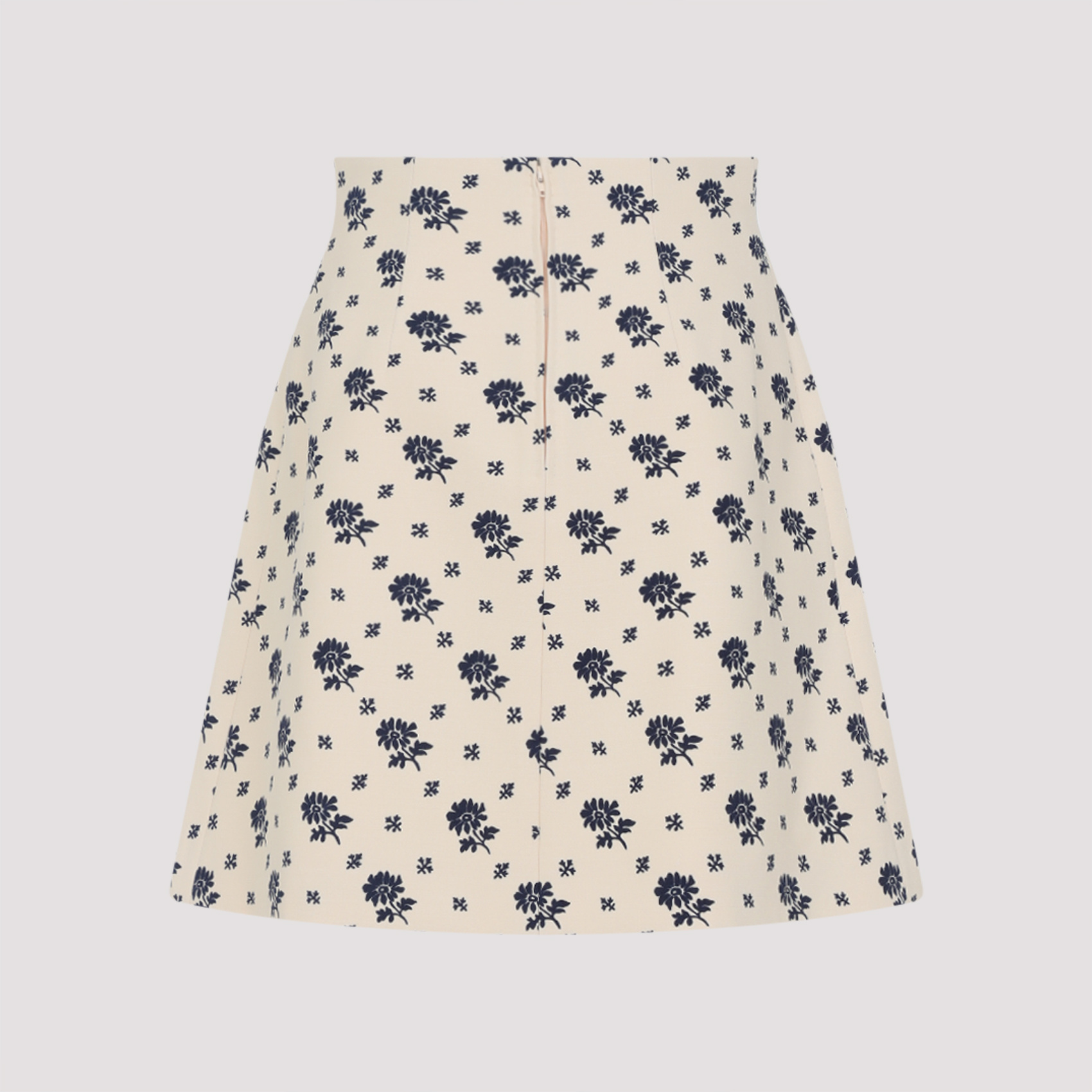 Valentino A-line Skirt In Wool And Silk Blend In Neutral