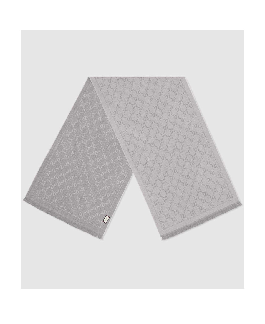 Gucci All-over Gg-logo Print Scarf In Gray