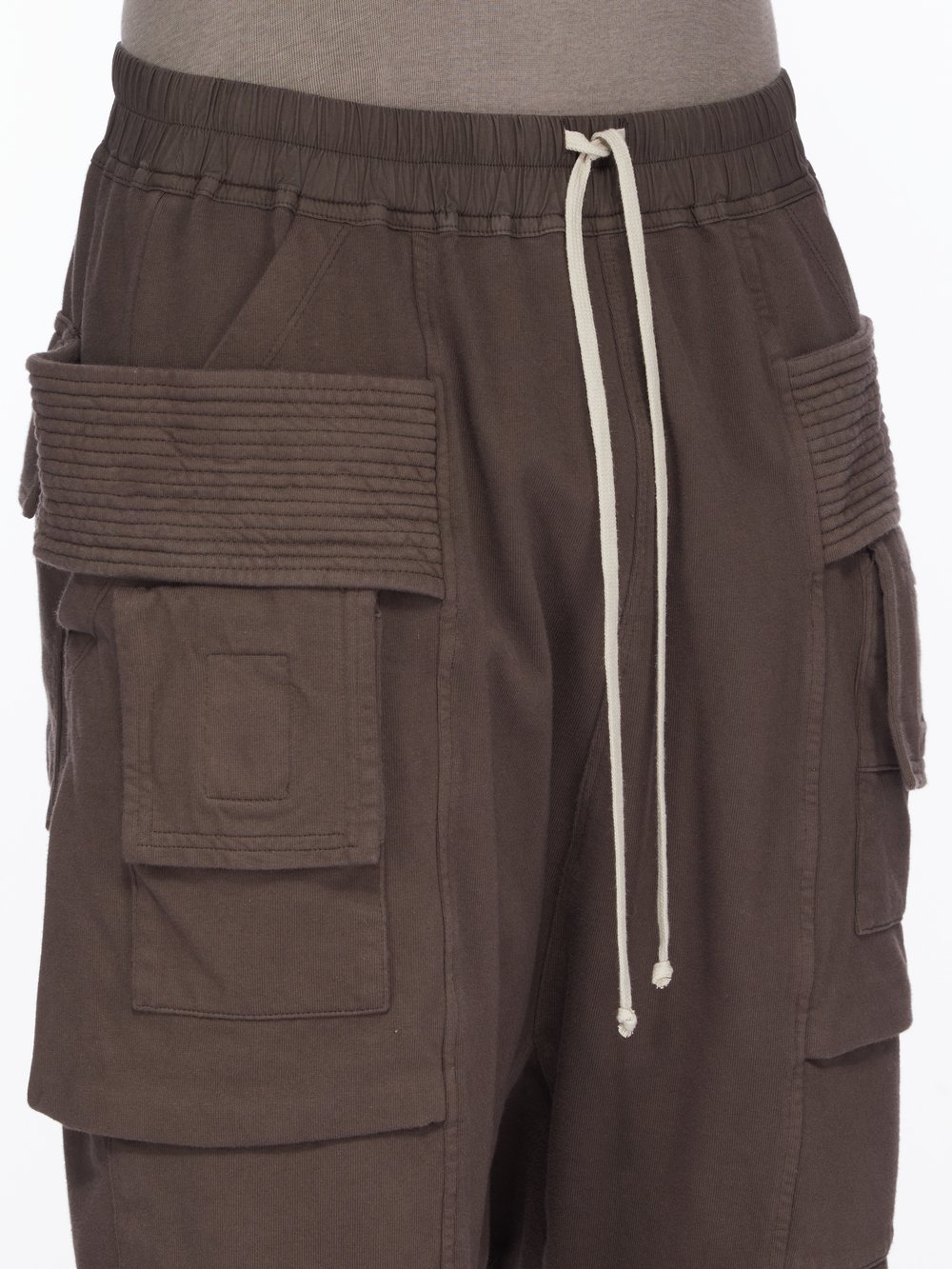 Rick Owens Drkshdw Creatch Straight-leg Brushed Cotton-jersey Drawstring Cargo Shorts In Multi