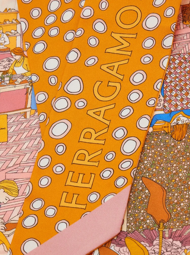 Ferragamo Atelier Printed Silk Scarf In Yellow