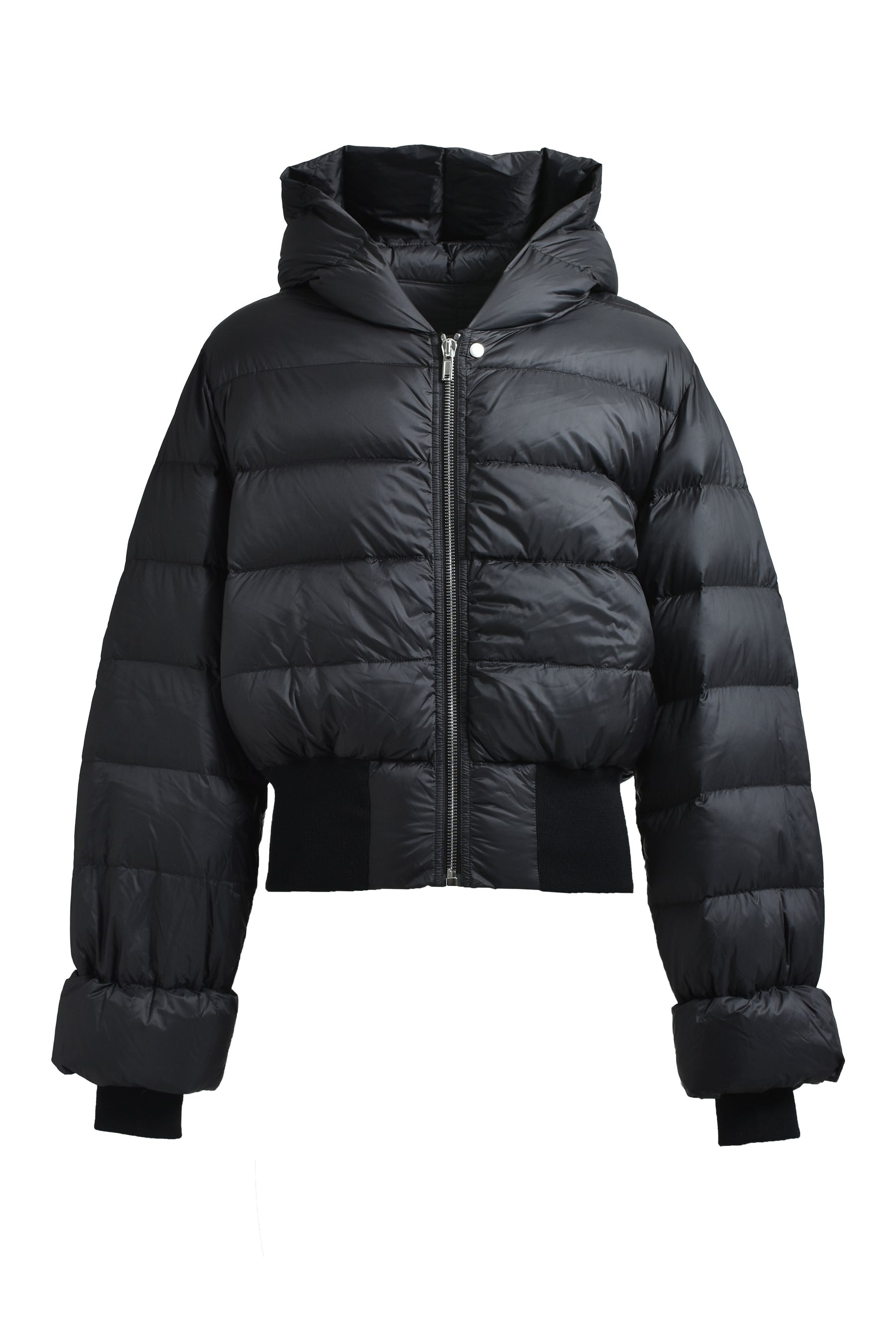 Rick Owens Long-sleeved Down Jacket In Black