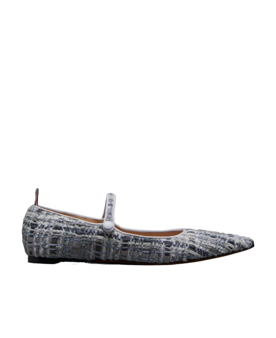 Thom Browne Tweed Ballerina Shoes In Gray