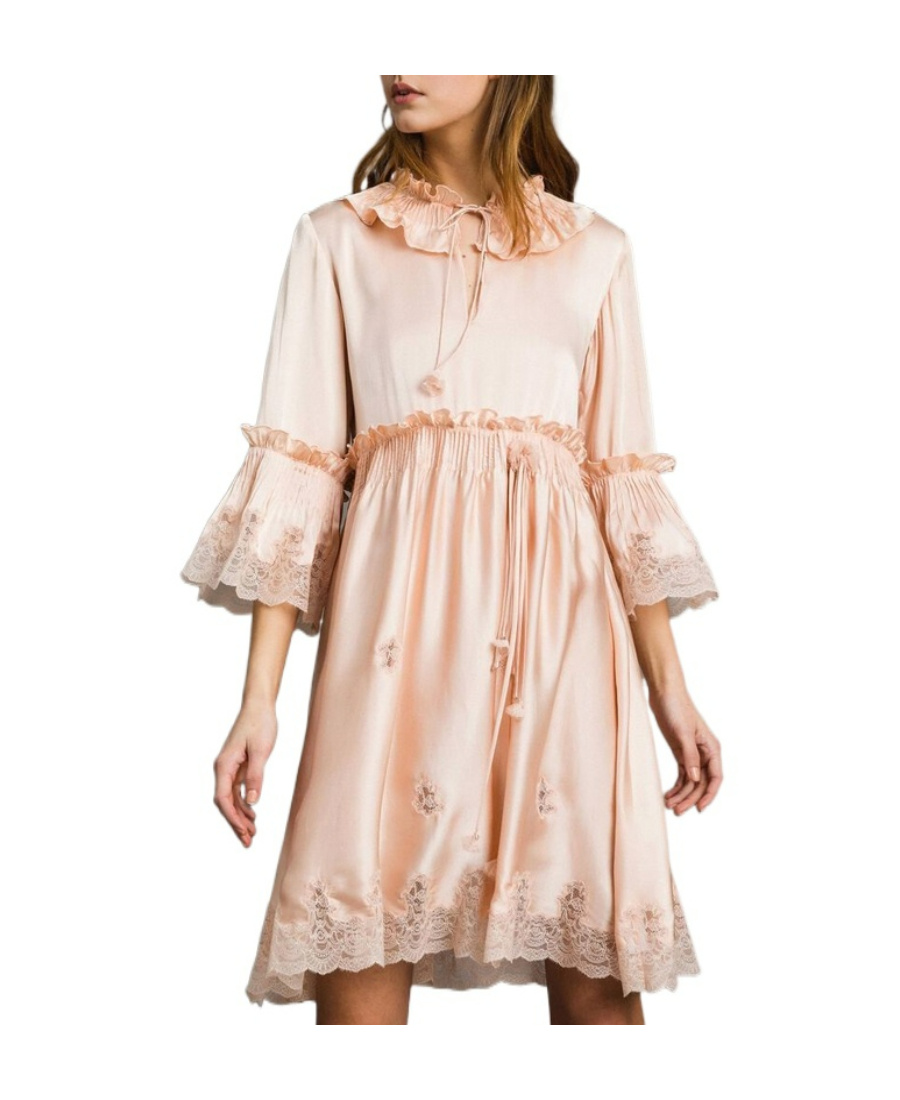 Twinset A Dress With Lace Details In Nude