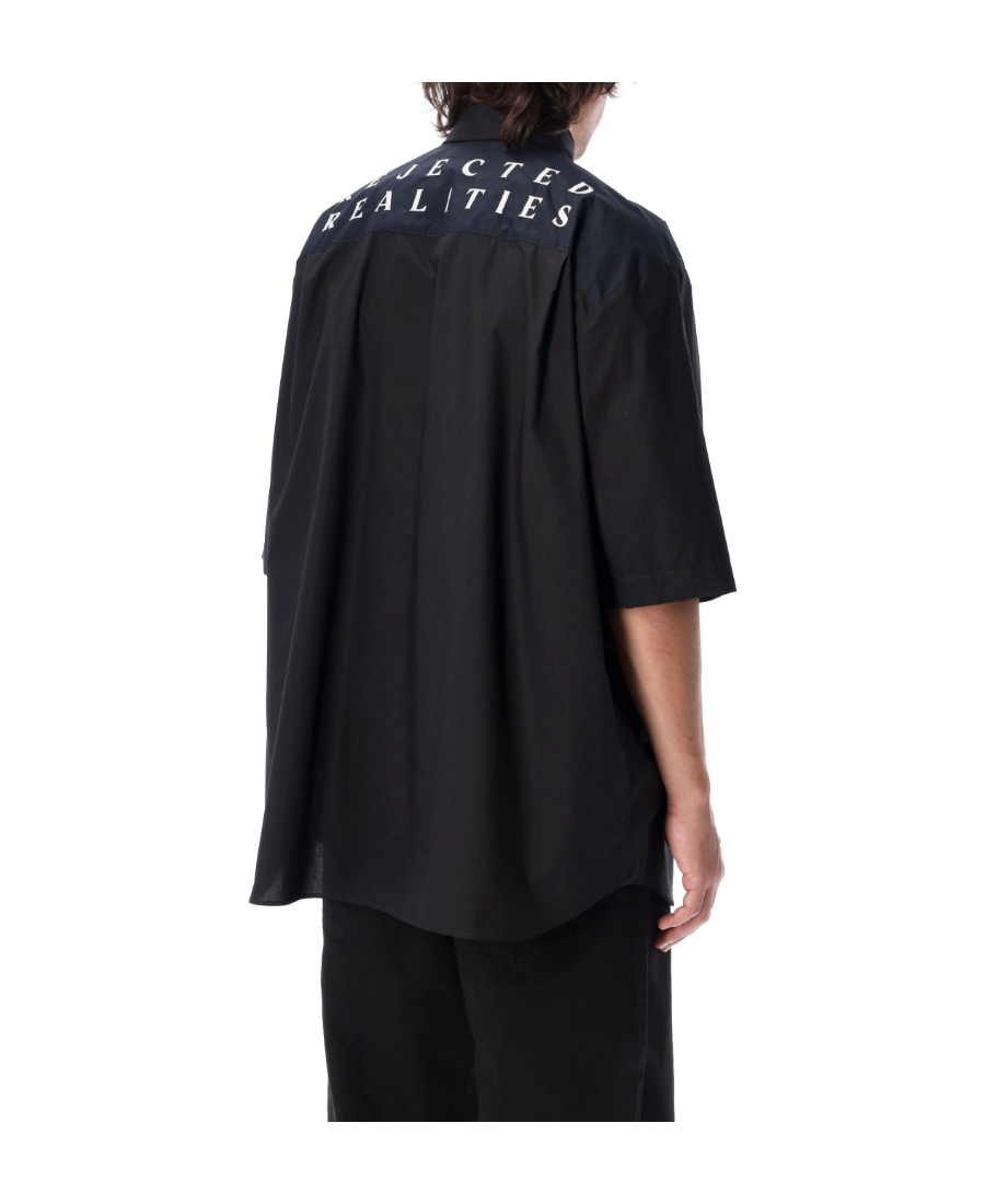 Raf Simons Ghost Slogan Print Bowling Shirt In Black