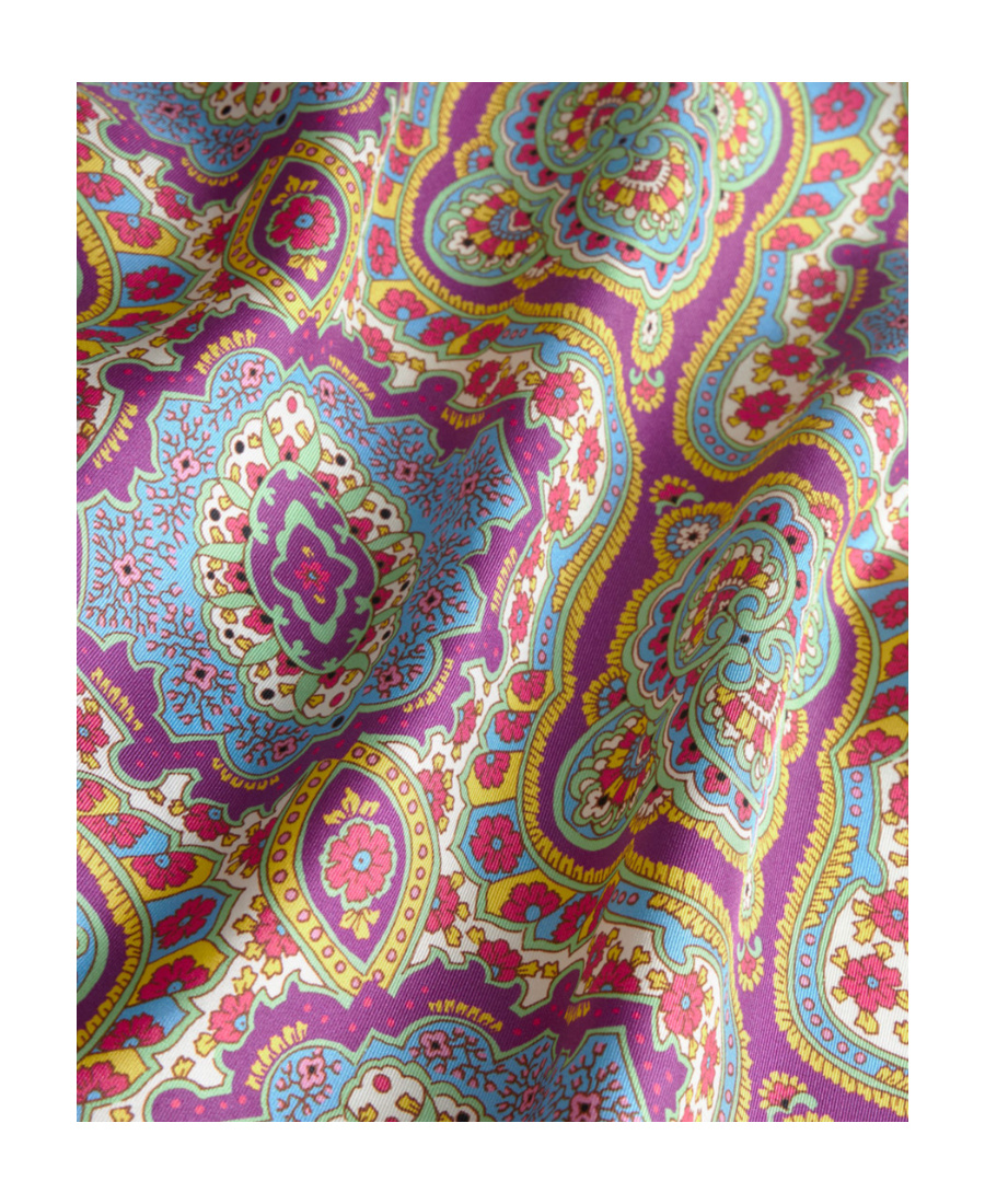 Etro Printed Silk Short Sleeve Bowling Shirt In Multicolor