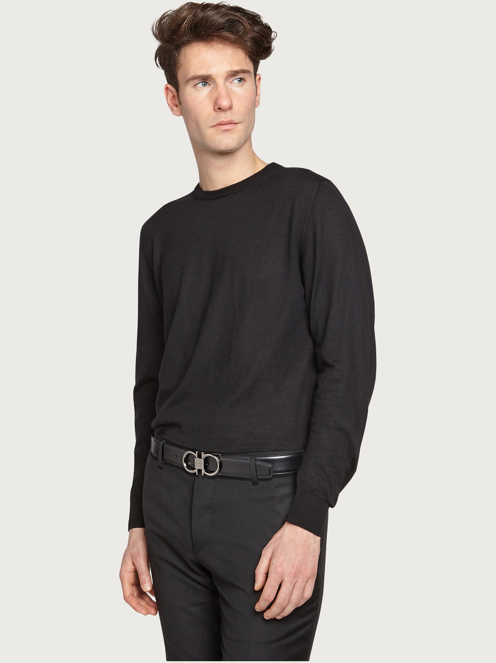 Ferragamo Black And Brown Gancini Buckle Double-sided Belt In Black