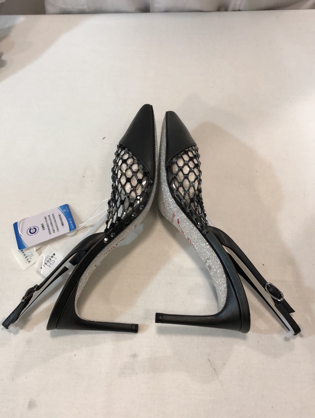 René Caovilla Water Drill Mesh High Heels In Black