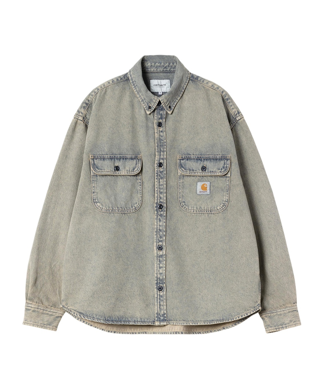 Carhartt Oversized Shirt Crafted From Sandblasted Cotton Denim In Blue