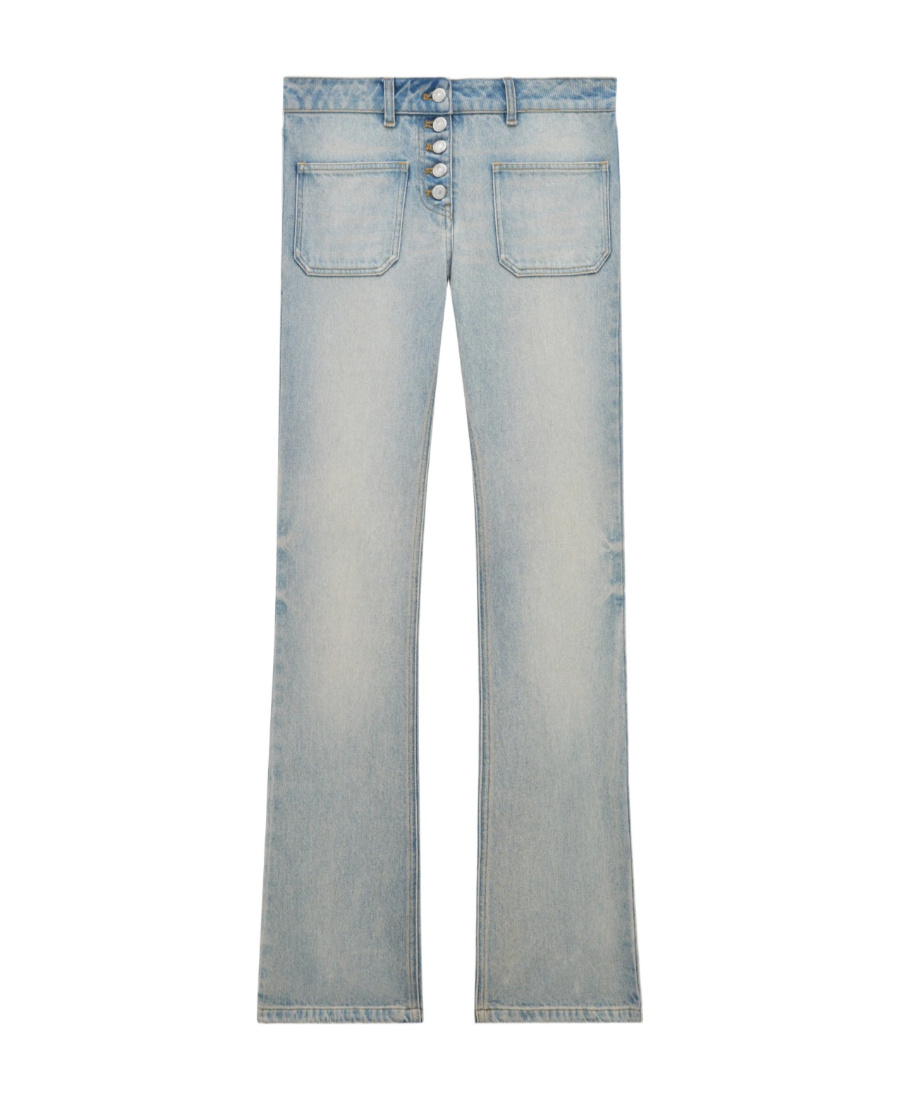 Courrèges Straight Bootcut Low-rise Denim Trousers In Gray