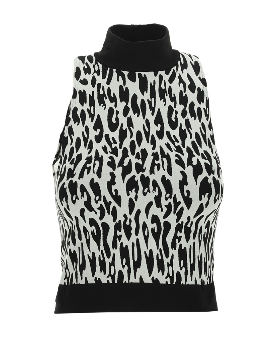 Wolford Animal Print Crop Top In Black