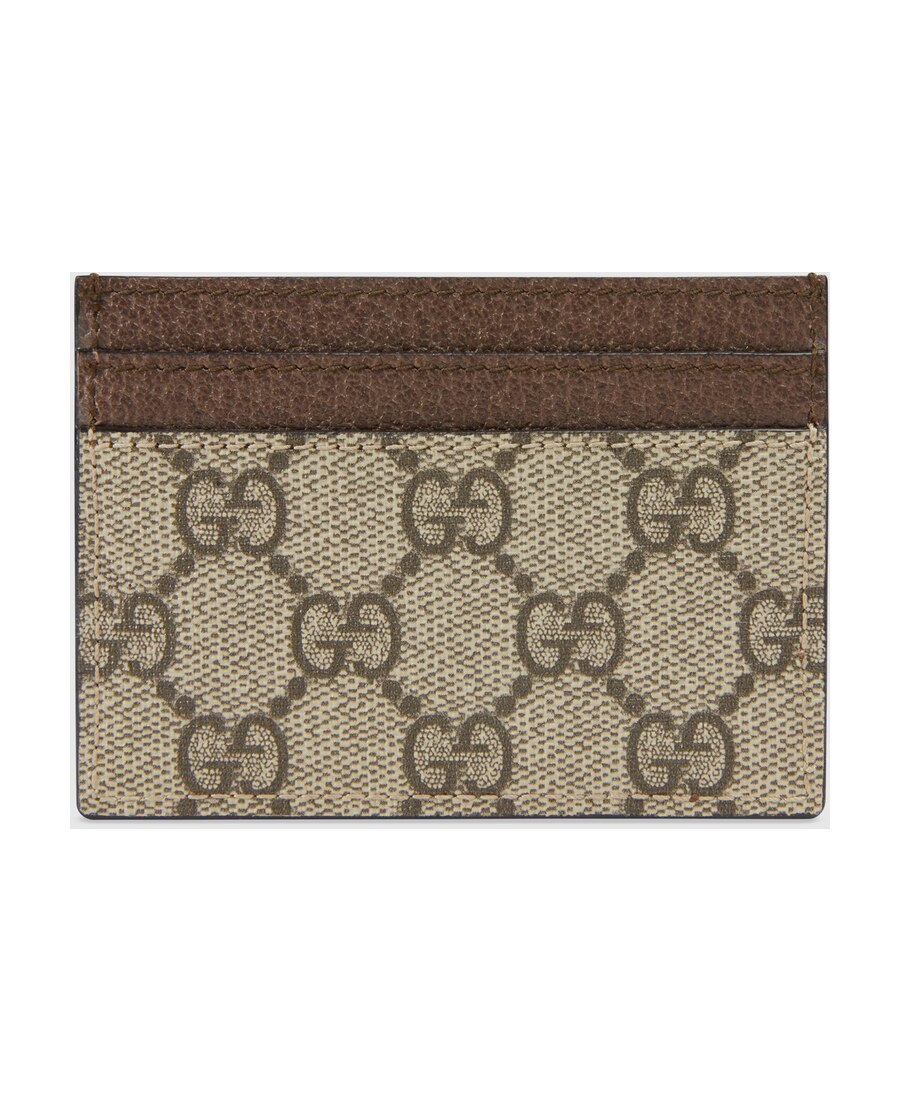 Gucci Ophidia Gg Supreme Fabric Card Holder In Brown