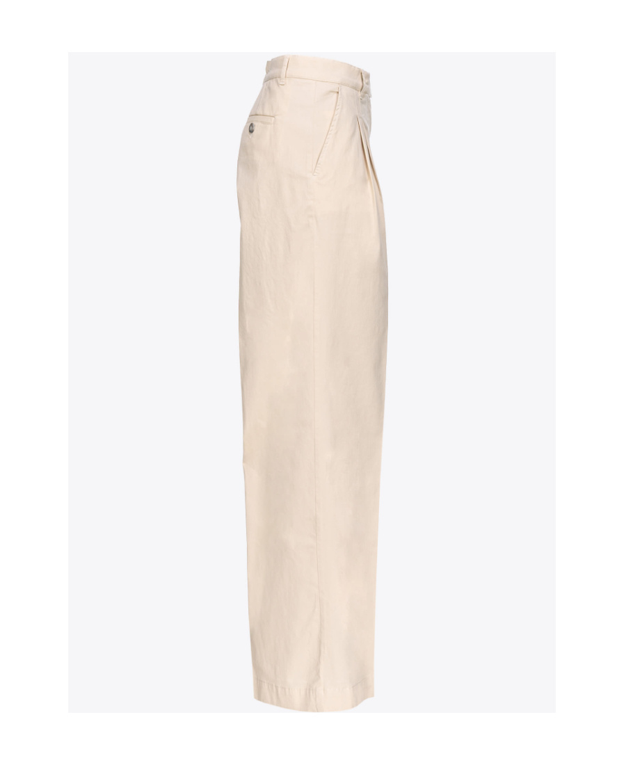 Pinko High-waisted Cotton Trousers In Nude