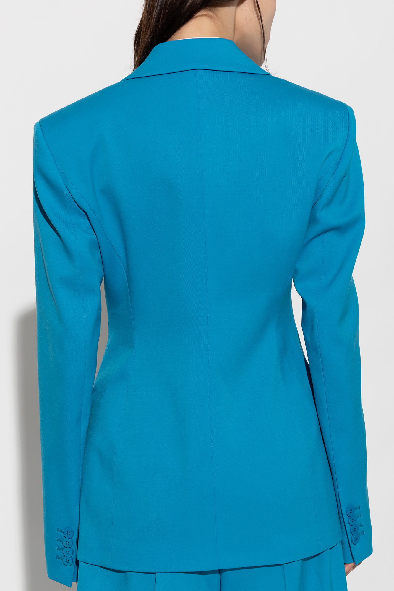 Attico Single-breasted Wool Blazer In Blue