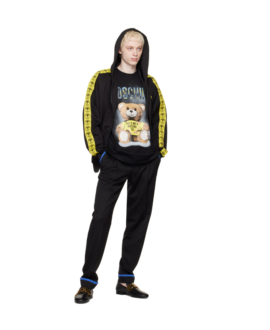 Moschino Zipped Drawstring Hoodie In Black