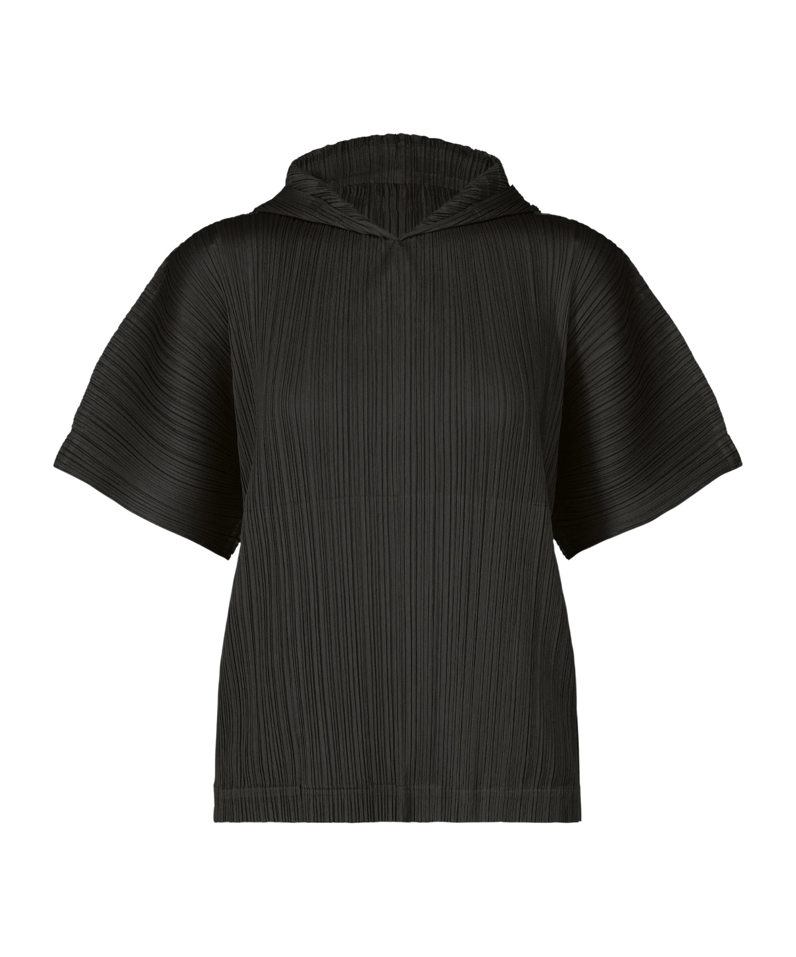 Issey Miyake Hooded Short-sleeved Top In Black