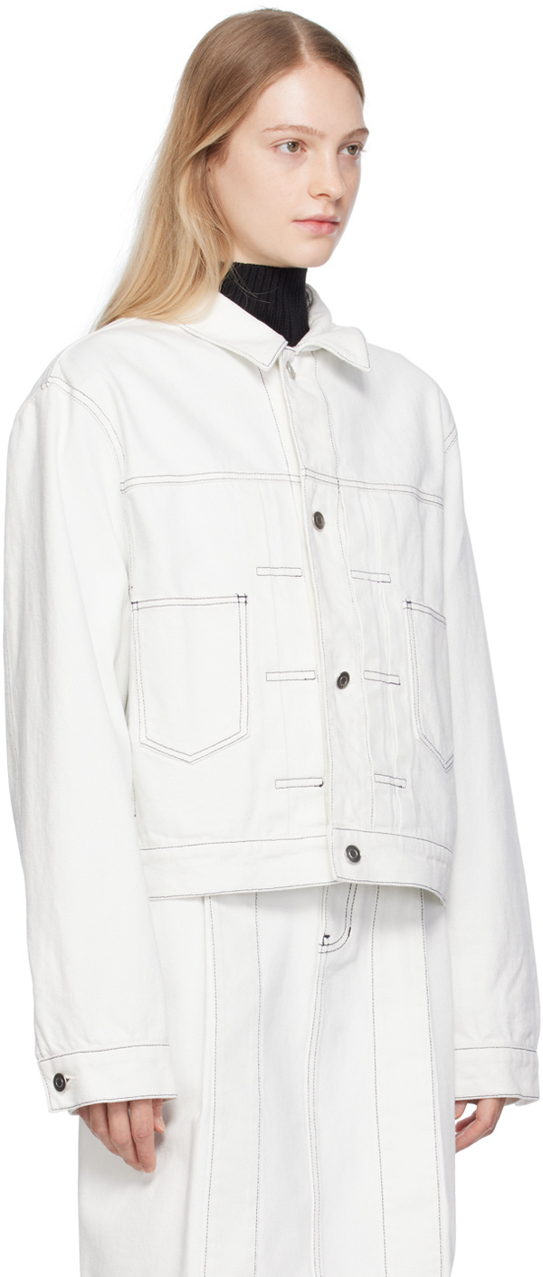 WE11 DONE PLEATED LAPEL DENIM JACKET