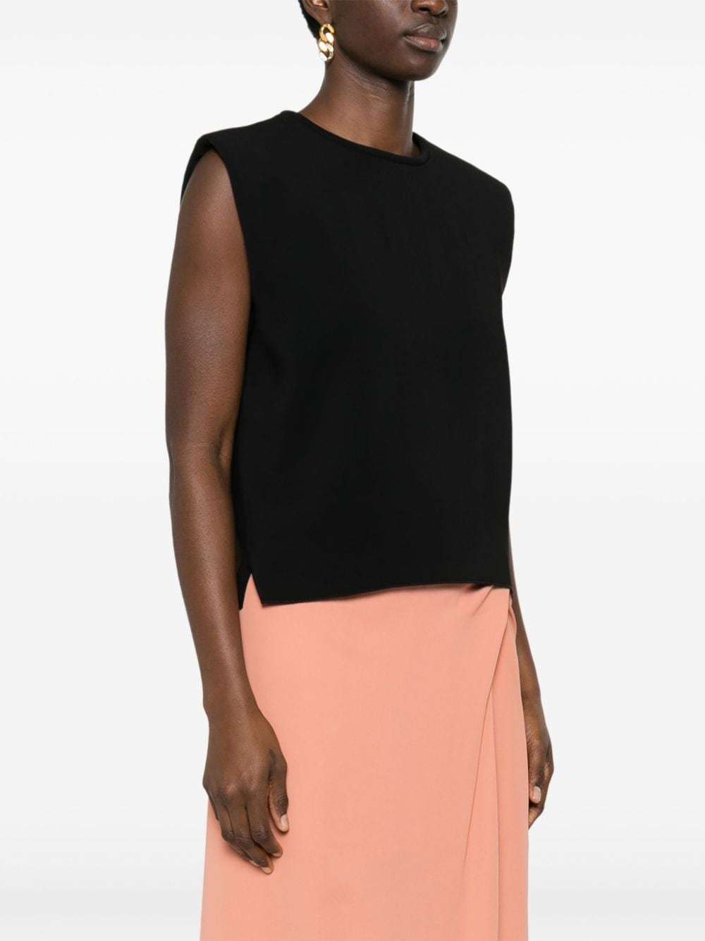 Shop Forte Forte Crepe Cropped Blouse In Black