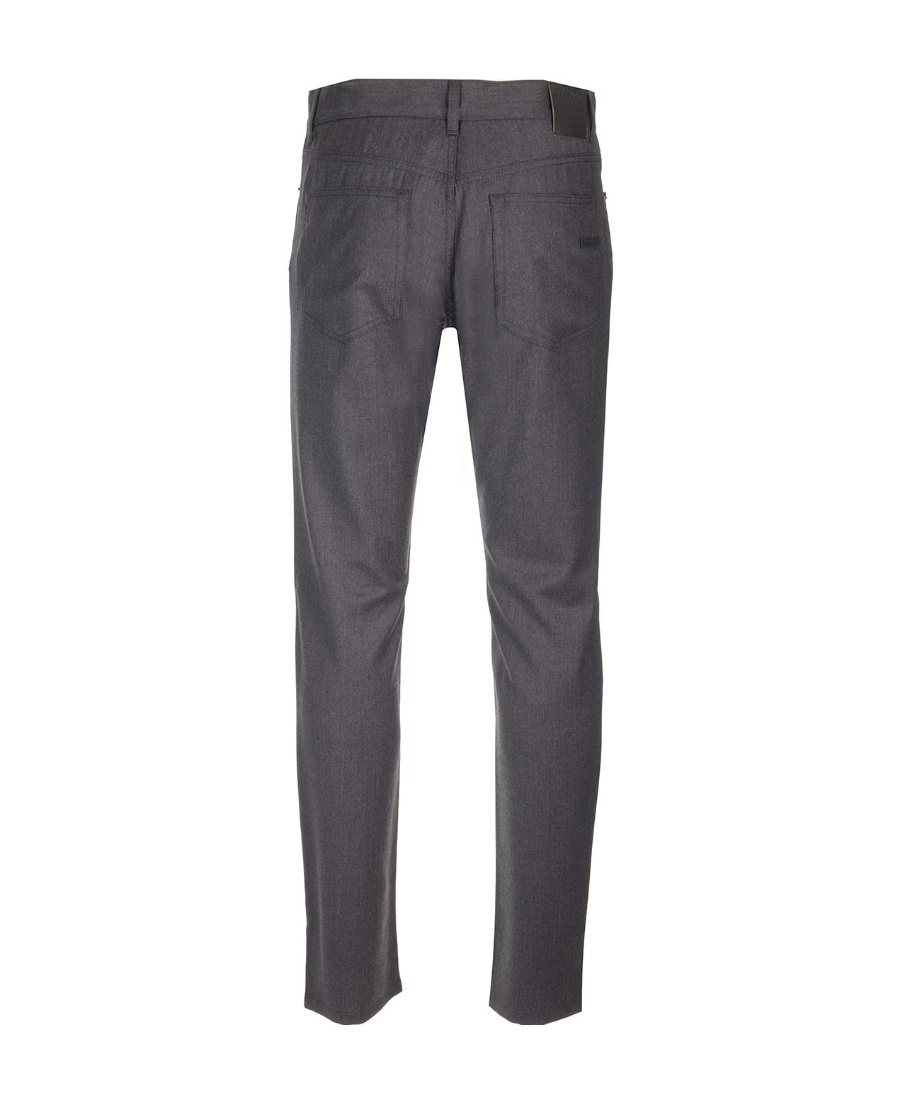 Zegna Logo Patch Slim Cut Trousers In Blue